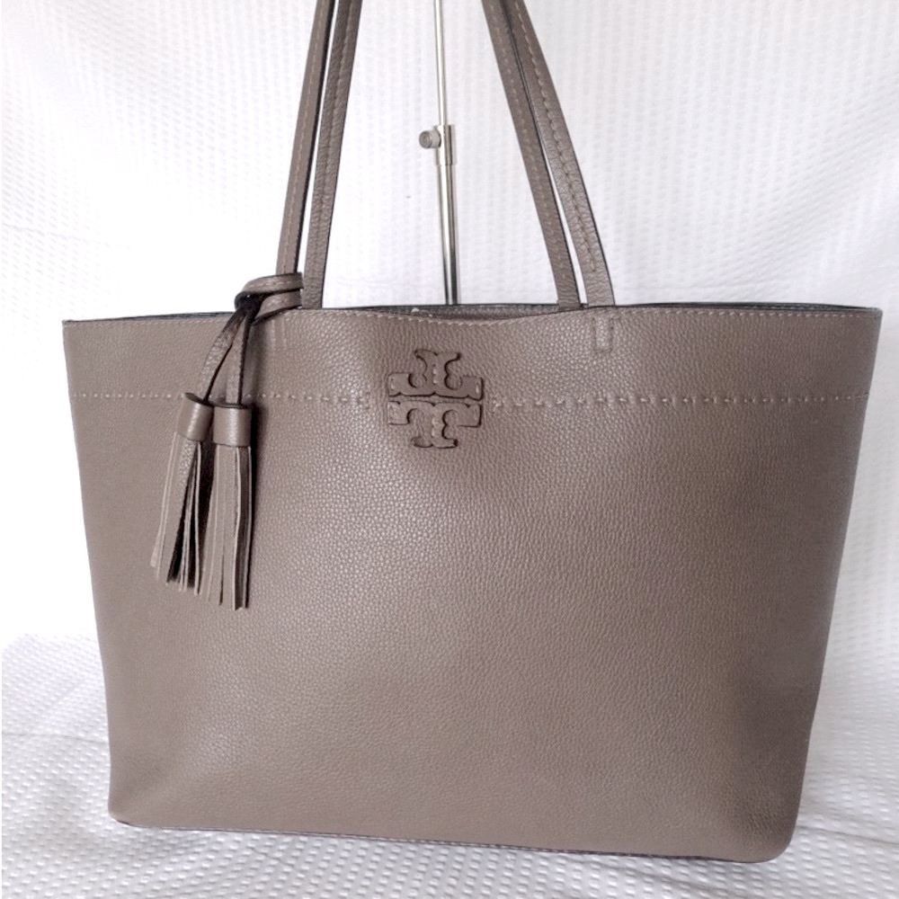 Tory Burch Mcgraw Large Tote In Silver Maple